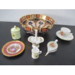 A Royal Crown Derby Imari patterned bowl ( diameter 23.5 cm) along with various china including