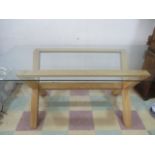 A Heals x-framed glass top dining table - length 180cm, width 90cm
