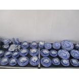 A large quantity of Spode Blue Italian including plates, bowls, trios, jug, creamer, sugar bowl,