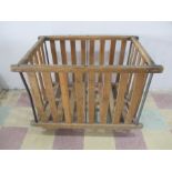 A vintage factory wooden slatted bobbin trolley - missing one slat - A/F