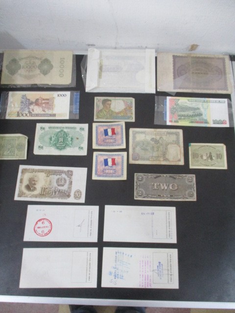 A collection of foreign banknotes along with travellers cheques etc. - Image 5 of 5