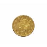 A 22ct gold 1852 Liberty Dollar. Weight 1.65g