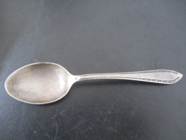 A silver backed mirror ( A/F), a silver coffee spoon along with various silver plated items - Image 5 of 11