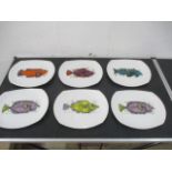 A set of Washington Pottery "Aquarius" plates- 1 A/F