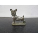 A miniature brass figure of French bull dog