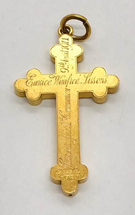 An Edwardian 15ct gold cross. Weight 8.2g - Image 3 of 3
