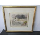 A framed lithograph after Antoine Calbet of a reclining nude