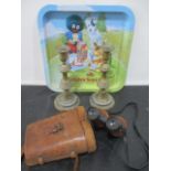 A pair of War Issue Hezzanith binoculars in leather case- both with broad arrow stamp along with a