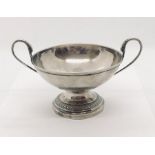 A French silver two handled loving cup with the handles in the form of swans