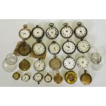 A collection of silver and gold plated pocket watches along with gold fob watch case and one