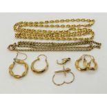 Two 9ct gold chains, 9ct earrings etc. Total weight 18.1g