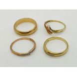 Four 9ct gold rings. Total weight 9.1g