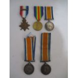 A set of three WWI medal awarded to 9282 Private H Young, Coldstream Guards with 5th August-22nd