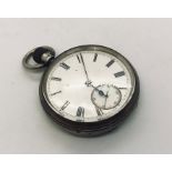 A hallmarked silver pocket watch with subsidiary second dial, the movement engraved New Cin....(?)