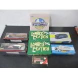 A collection of boxed die-cast Corgi buses and lorries, along with one other.