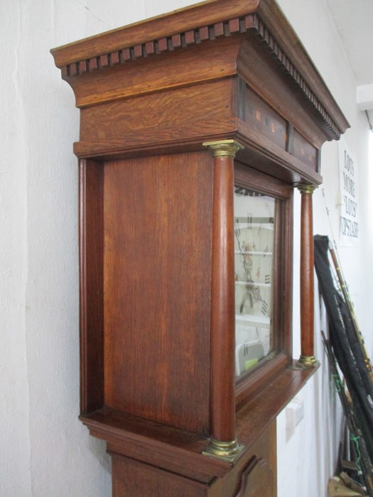 A oak inlaid thirty hour longcase clock by Robert Sidwell (Nuneaton) with painted dial - key in - Image 6 of 9