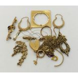 A collection of scrap 9ct gold. Weight 23.3g