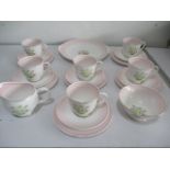 A Susie Cooper part tea set "Romance Pink"