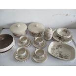 A Poole Pottery "Mandalay" part dinner set (four place setting) with three matching dishes, along
