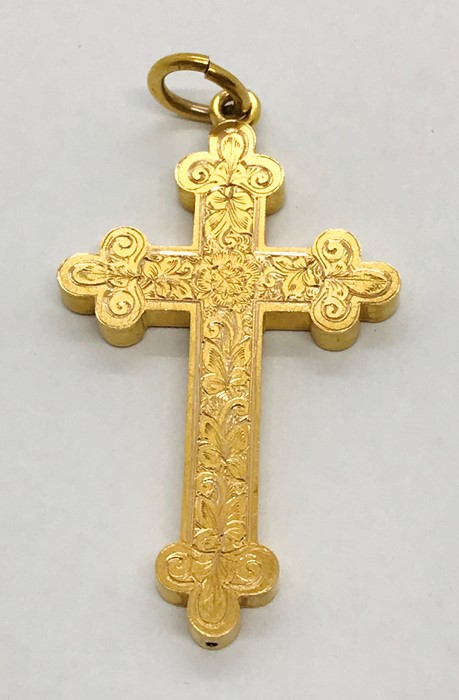 An Edwardian 15ct gold cross. Weight 8.2g - Image 2 of 3