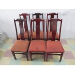 A set of six Chinese hardwood chairs