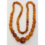 A Baltic amber necklace. Weight 112g