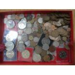A collection of various coins including a Victorian Crown etc.