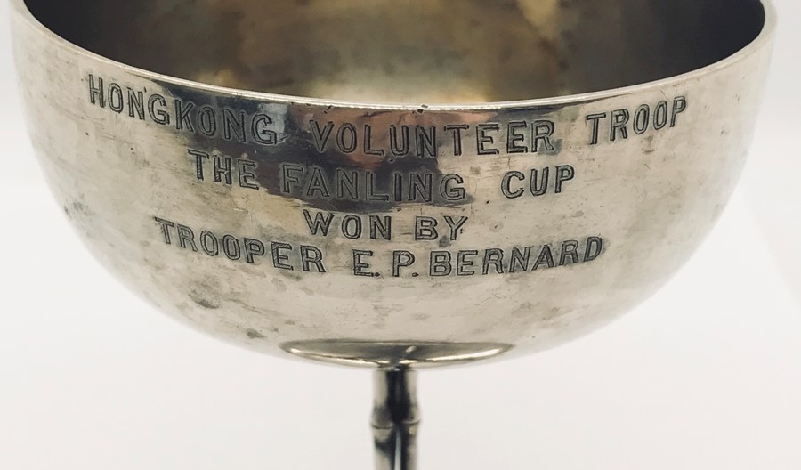 A silver presentation chalice for the Hong Kong volunteer troops c.1930 - Image 2 of 2