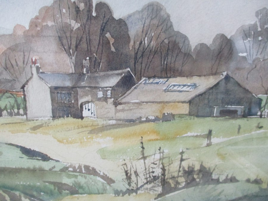 Two framed watercolours signed by M.M.Wadey, one of a landscape plus one other. - Image 3 of 6