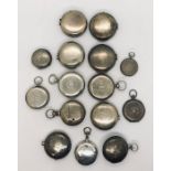 A collection of 15 silver pocket watch cases including pair cases-total weight 544g