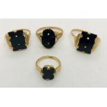 Four 9ct gold rings (all A/F) Total weight 10.9g