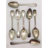 Seven hallmarked silver serving spoons, total weight 453g
