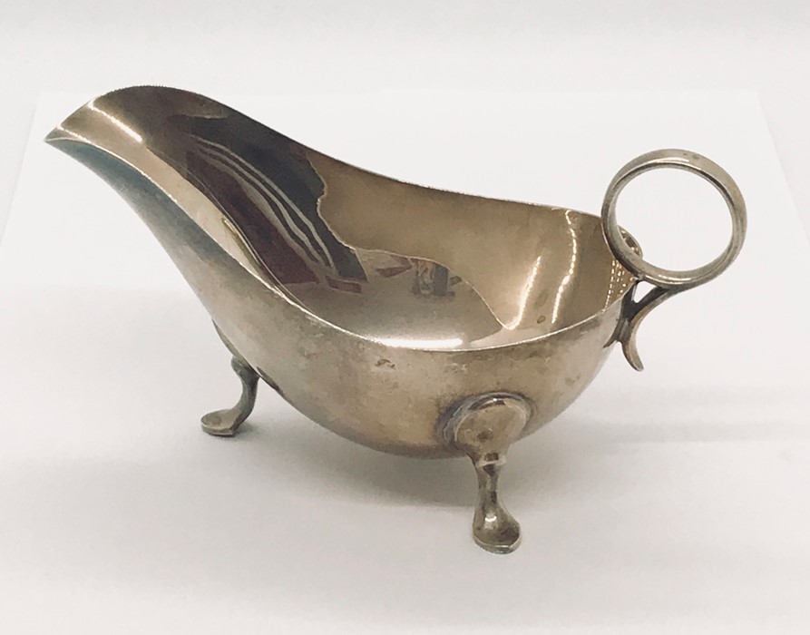 A silver hallmarked sauce boat