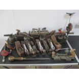 A collection of various woodworking planes, tools etc.