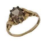 A 9ct gold ring set with smokey Topaz, size P