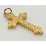 An Edwardian 15ct gold cross. Weight 8.2g