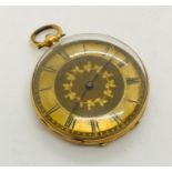 A continental 18 ct gold fob watch ( hallmark rubbed)