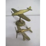 Two brass models of Spitfires