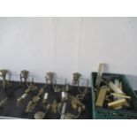 A collection of brass wall lights, picture lights etc.