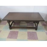 An oak coffee table - length 122cm, width 61cm, height 46cm