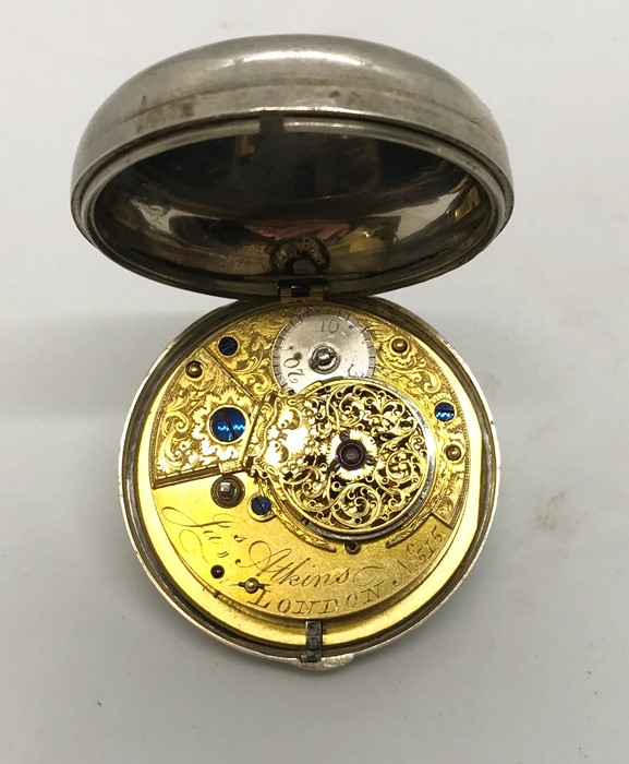 A hallmarked silver pocket watch by James Atkins, London, movement engraved no. 515 - Image 4 of 4