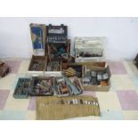 A quantity of various tools and accessories including a socket set, drill bits, files, spanners,