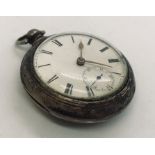 A Thomas Martin silver fusee pocket watch with subsidiary second dial in later pair case, the