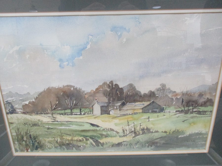 Two framed watercolours signed by M.M.Wadey, one of a landscape plus one other. - Image 2 of 6