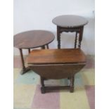Three vintage oak occasional tables