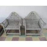 A pair of Marlborough (Lutyens) style garden seats