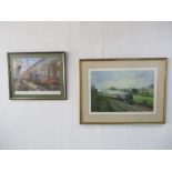 A framed railway print signed by Philip D.Hawkins, titled "Exeter St Davids". Along with "A Moment