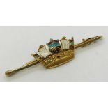 A 15ct gold and enamel brooch. Weight 4.5g