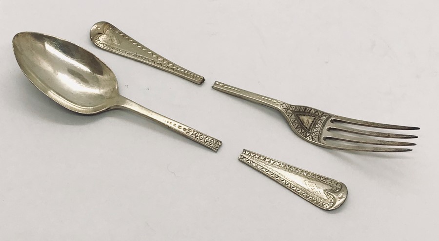 A hallmarked silver christening set A/F along with a set of silver plated coffee spoons (tongs - Image 3 of 6