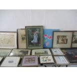 A collection of pictures including "The Quartet" Ltd edition print, 2 oil paintings, various antique
